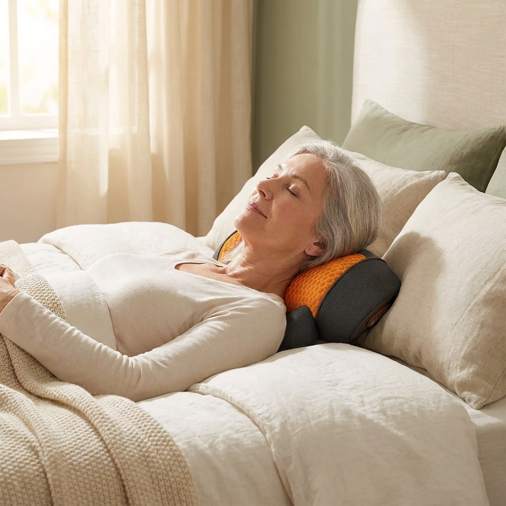 Gentle cradle for your neck's natural curve — perfect for winding down in bed